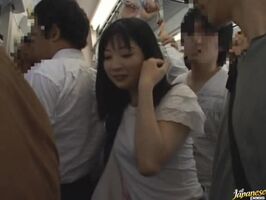 Japanese Cutie's Wild Group Ride – Busty Babes Share Her on the Bus