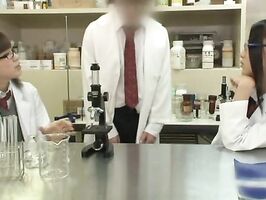 Teen 18+ SchoolGirls 18+ in Glasses Share a Secret Blowjob Surprise