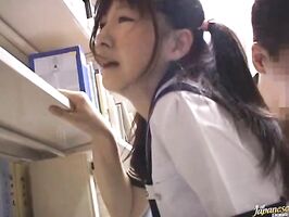 Naughty Schoolgirl Gets Fingered To An Orgasm In A Library
