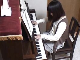 Piano teacher rear fucks his pupil across the piano keys