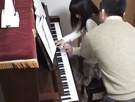 Piano teacher rear fucks his pupil across the piano keys