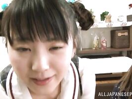 Two Cute Japanese Girls 18+ Seduce and Suck a Hard Throbbing Dick