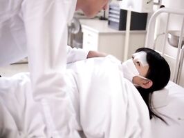 Yummy Asian teen gal Kaho Mizuzaki sucks cock in a hospital