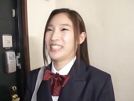 Japanese teen gal Sasamiya Rena plays a solo inserts a toy in pussy