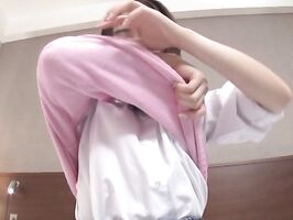 Spicy schoolgirl in an erotic teasing session