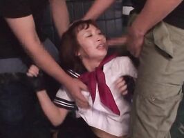 Hot busty Asian teen Ayumi Kimino gets her mouth fucked by hot guys