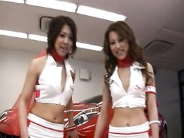 Racing Babes Expose Their Wet Pussies Next to the Speed Machine