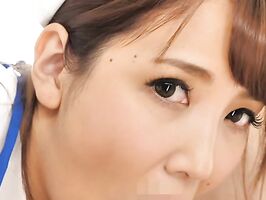 Japanese Nurse Deepthroat POV – Swallows Load from Hard Cock