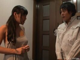 Japanese Beauty Spreads Tan-Lined Legs for Hard Cock Action