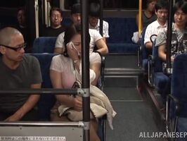 Busty Japanese Babe Fucks Two Guys on Public Bus – Wild Ride!
