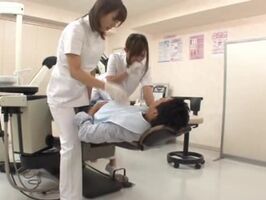 Asian Dentist & Hot Assistant Seduce Patient in Exam Room