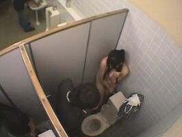Naked Girl 18+ in Public Toilet – Craving Pussy Meets Fellow's Thick Cock