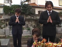 Japanese Slut Takes Double Load - Two Cocks Fill Her Mouth & Pussy